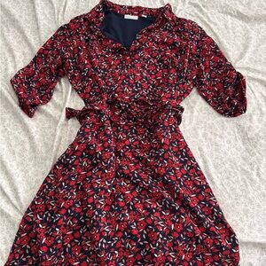 Floral Red and Black Women's Dress